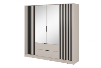 skříň z zrcadlem Neria 206 cm - kašmír / černá