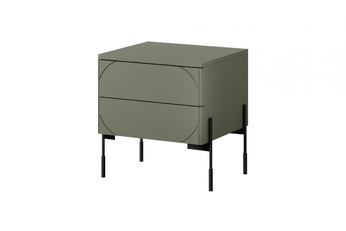 Noční stolek z dwoma zásuvkami Sonatia na kovových nohách 45 cm - olivová
