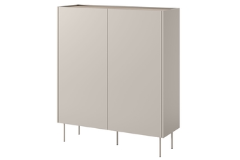 Komoda Desin z ukrytymi zásuvkami i metalowymi nogami 120 cm - kašmír / Dub nagano