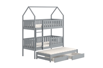 Posteľ domek Nemos 90x180 poschodová výsuvna - šedý