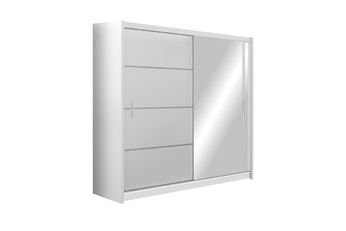 Skriňa s posuvnými dverami z zrkadlom Vista 203 cm - Biely mat