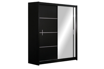 Skriňa s posuvnými dverami z zrkadlom Vista 150 cm - Čierny mat
