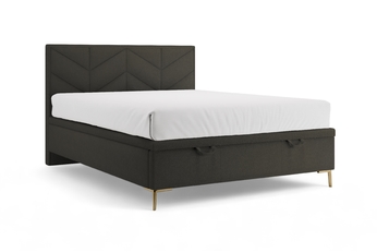 Boxspring posteľ Lindi 160x200 S vnútorným úložným priestorom- Tmavý šedý szenil Perfect Harmony 99 / nožičky zlote