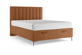 Boxspring posteľ Misel 140x200 S vnútorným úložným priestorom- červený zamat Magic Velvet 2213 / nožičky srebrne