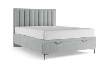 Boxspring posteľ Misel 140x200 S vnútorným úložným priestorom- šedý zamat Magic Velvet 2240 / nožičky srebrne