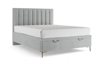 Boxspring posteľ Misel 140x200 S vnútorným úložným priestorom- šedý zamat Magic Velvet 2240 / nožičky zlaté 