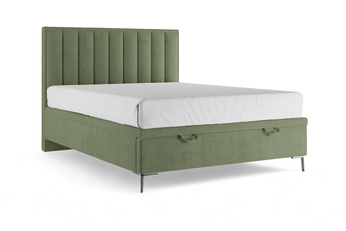 Boxspring posteľ Misel 140x200 S vnútorným úložným priestorom- Zelený zamat Magic Velvet 2243 / nožičky srebrne