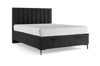 Boxspring posteľ Misel 160x200 S vnútorným úložným priestorom- Čierny zamat Magic Velvet 2219 / nožičky čierny 