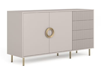 Komoda Nubo 150 cm dvojdverová so zásuvkami - kašmír / zlaté