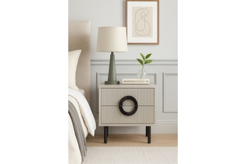 Noční stolek Nubo 46 cm se zásuvkami - kašmír / černá