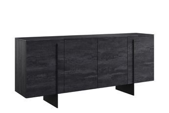Komoda Larena 200 cm čtyřdveřová - černá beton / černá nozki - Limitowana oferta