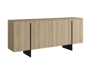 Komoda Larena 200 cm čtyřdveřová - dub biszkoptowy / černá nozki - Limitowana oferta