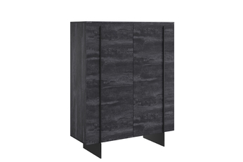 Komoda vysoká Larena 120 cm dvoudveřová - černá beton / černá nozki