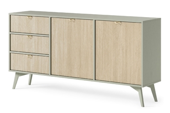 Komoda dvojdverová s tromi zásuvkami Lumira 158 cm - eukaliptus / jodelka skandi