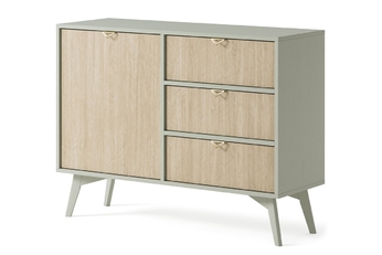 Komoda jednodverová s tromi zásuvkami Lumira 106 cm - eukaliptus / jodelka skandi