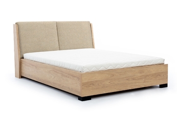 Posteľ do spálne 180x200 Modello - Dub hikora / tmavobéžová