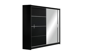 Skriňa s posuvnými dverami z zrkadlom Vista 180 cm - Čierny mat