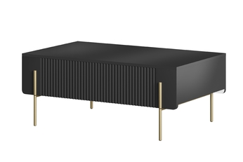 stolek kawowy Malmi 100 cm se zásuvkami - černá mat / zlote nozki