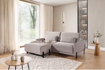 Komplet nábytku wypoczynkowych do obývacej izby Meloria - Pohovka i Taburet - Béžová látka ľahkočistiaca Maya 01