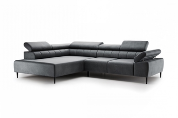 Rohová sedacia súprava s elektricky výsuvným sedákem Taloria L Ľavá strana - Grafitový zamat ľahkočistiaci Zetta 305 / nožičky čierny - Koncovka Série