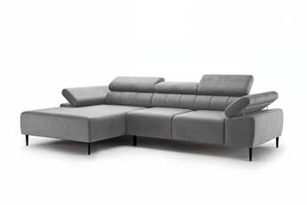 Rohová sedacia súprava Taloria Mini s elektricky výsuvným sedákem Ľavá strana - šedý zamat  Zetta 304 / nožičky čierny 