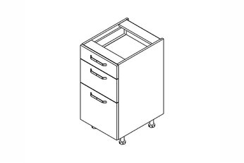 Skrinka Kuchynská dolná KAMMONO P2 DS45/3  s tromi zásuvkami