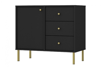 Komoda Lotina II 1F3S se zásuvkami 84 cm - černá grafit / zlaté Nohy