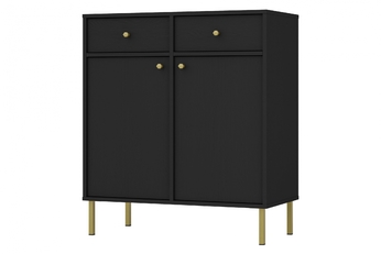 Komoda Lotina II 2F2S se zásuvkami 84 cm - černá grafit / zlaté Nohy