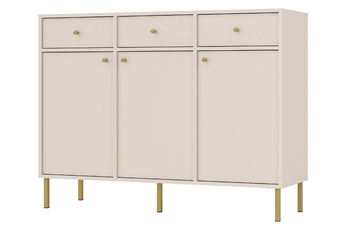 Komoda Lotina II 3F3S se zásuvkami 125 cm - béžová Pískový / zlaté Nohy