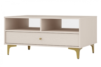 Konferenčný stolík Lotina I 1S z szuflada 100x65 cm - Béžová Pieskový / zlote nožičky