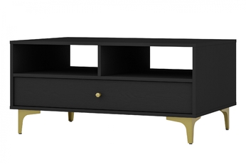 Konferenčný stolík Lotina I 1S z szuflada 100x65 cm - Čierny grafit / zlote nožičky