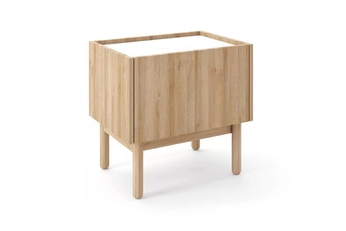 Nočný Stolík Landia - Dub riviera / Biely mramor