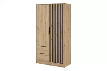 ruhásszekrény két ajto z lamelami Neria - tölgyfa artisan / fekete