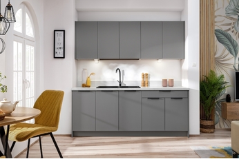 Komplet nábytku kuchynského Ilandia 200cm - šedý mat