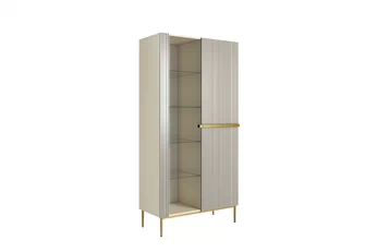 Vitrína Nicole 100 cm s frézovaným frontom - kašmír / zlote nozki