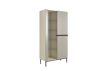 Vitrína Nicole 100 cm s frézovanou přední částí - kašmír / černá nozki