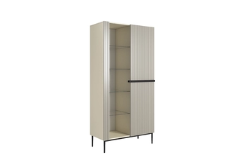 Vitrína Nicole 100 cm s frézovaným frontom - kašmír / čierny nozki