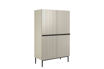 Komoda vysoká Nicole 100 cm dvoudveřová s frézovanou přední částí - kašmír / černá nozki