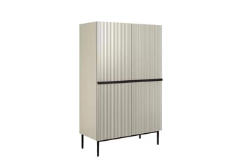 Komoda vysoká Nicole 100 cm dvoudveřová s frézovanou přední částí - kašmír / černá nozki