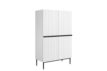 Komoda vysoká Nicole 100 cm dvoudveřová s frézovanou přední částí - bílý mat / černá nozki