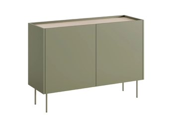 Komoda Desin 120 cm dvojdverová z dwiema ukrytymi zásuvkami - Oliva / Dub nagano