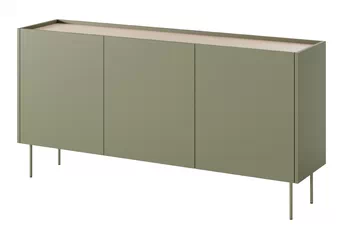 Comoda Desin 170 cm z 2 ukrytymi sertare cu picioare metalice - olive / stejar nagano