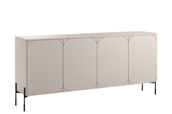 Komoda Sonatia 200 cm štvordverová z czterema ukrytymi zásuvkami - kašmír / nožičky čierny