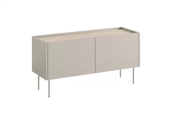 RTV skříňka Desin 120 cm cashmere mat s hladkými dveřmi a kovovými nohami