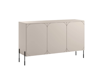 Komoda Sonatia 150 cm trojdverová z czterema ukrytymi zásuvkami - kašmír / nožičky čierny