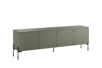 TV skrinka Sonatia 200 cm štvordverová na kovových nohách - Oliva