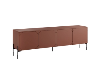 TV skrinka Sonatia 200 cm štvordverová na kovových nohách - burgund