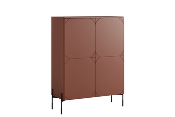 Komoda vysoká Sonatia 120 cm dvojdverová s dvoma ukrytymi zásuvkami - burgund