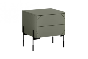 Nočný Stolík s dvoma zásuvkami Sonatia na kovových nohách 45 cm - Oliva