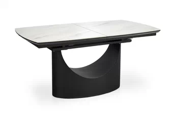 Stôl rozkladany Osman 160-220x90 cm - Biely mramor / Čierny